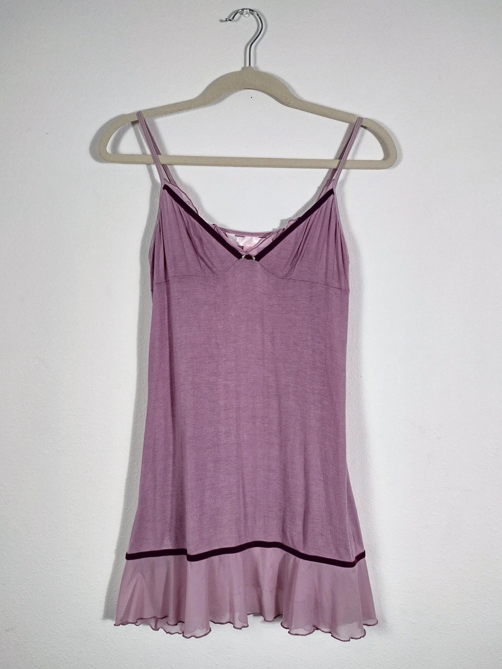 Victoria's Secret Angels VTG Y2K Purple Pointelle Velvet Mesh Mini Slip Nightie
